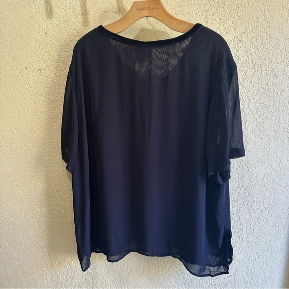 Coldwater Creek Women’s Plus Size 20 V-neck Top and Velvet Pants Set Navy Blue - Picture 4 of 6